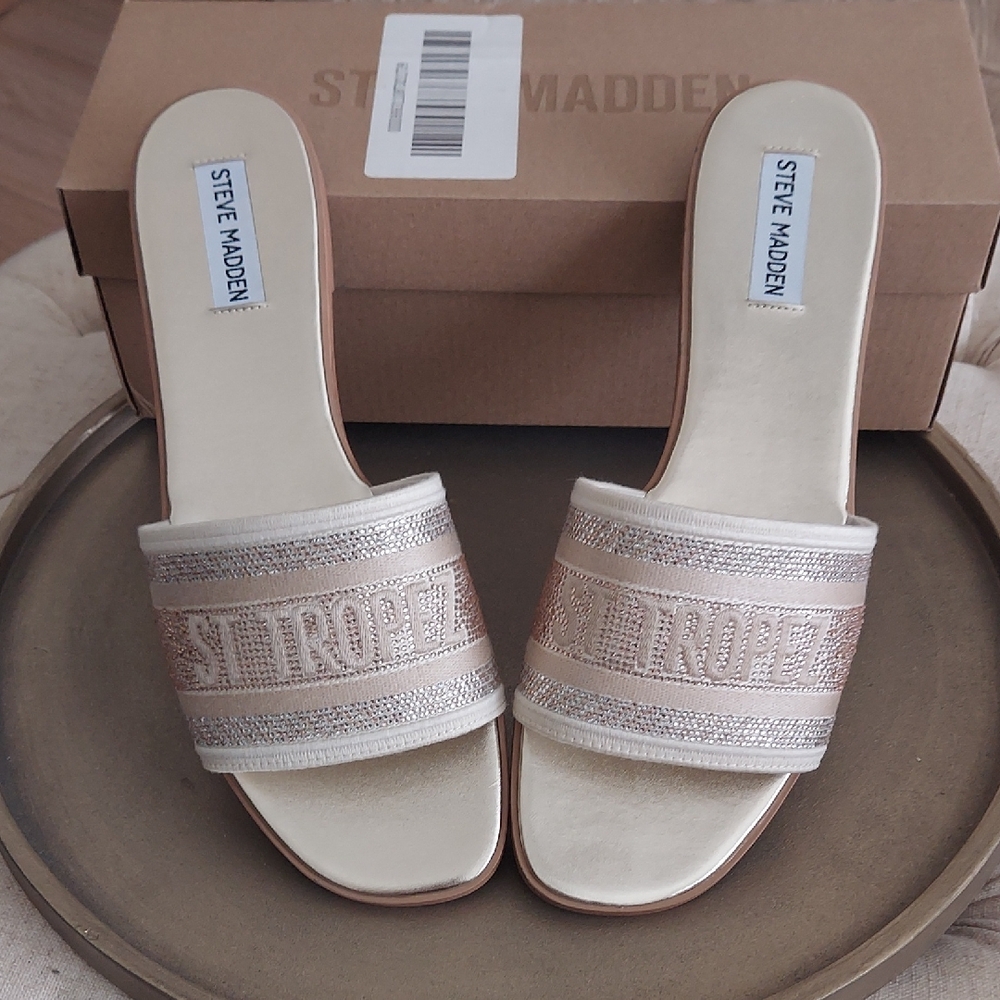 Steve Madden St. Tropez Knox "Rhinestone" Embelished Slide Sandal NWT - Picture 2 of 9